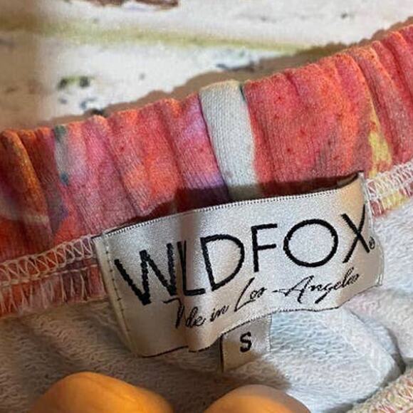 Wildfox Tropical Multicolor Floral Cotton Blend Jogger Sweatpants - Picture 5 of 7